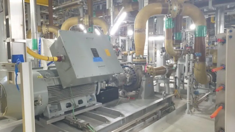 Motor and pump skid with coated piping